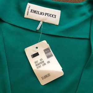 Emilio Pucci emerald green wrap style dress